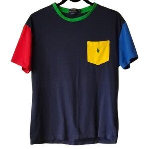 Polo Cotton Classic Fit T-shirt S Navy Yellow Red Green Pony Logo